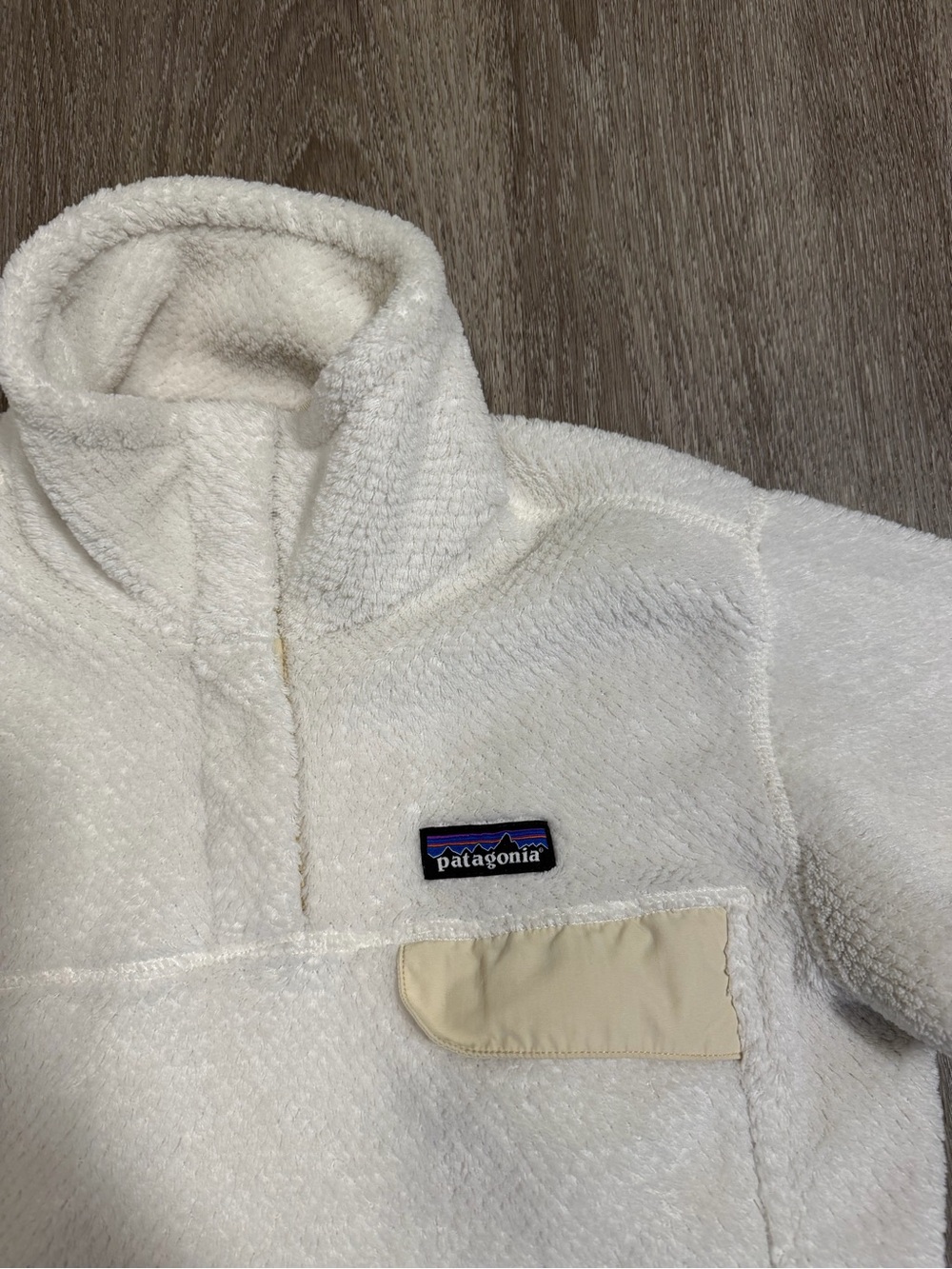 Patagonia Girls M Ivory Re-Tool Snap T Fleece Pullover Polartec Jacket - Picture 2 of 7